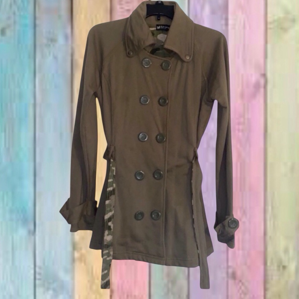 Self Esteem Olive Green Button Up Army Style Collar Jacket